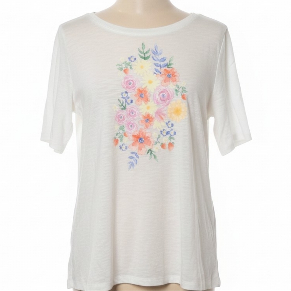 TALBOTS Crewneck Tee - Floral Bouquet - Picture 2 of 5